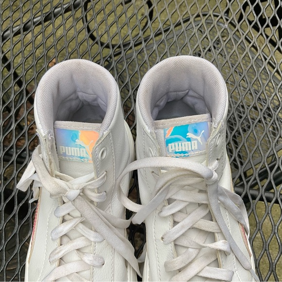 Cool Puma Iridescent Reflective White Size 6C? High Top Lace Up Sneakers! - Picture 7 of 15